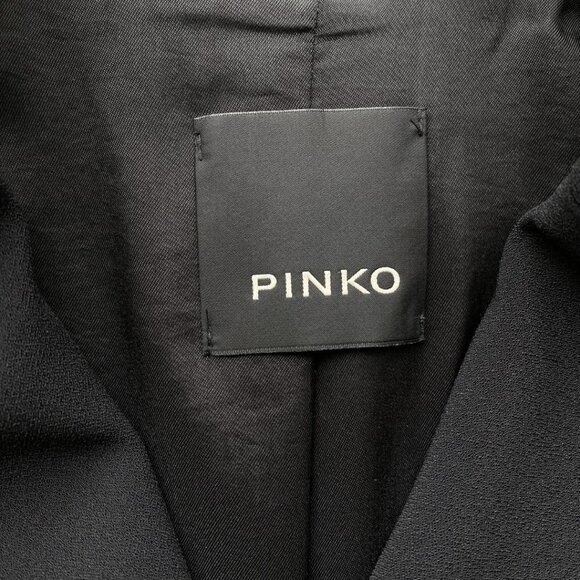 PINKO BLACK NOTCHED LAPEL SINGLE BREASTED ASYMMETRICAL BLAZER - 6 - Picture 6 of 10